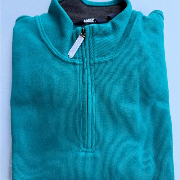 Lands' End Men's Bedford Rib Sweater Quarter Zip Pullover Sz M,L Spade Blue - Picture 5 of 8